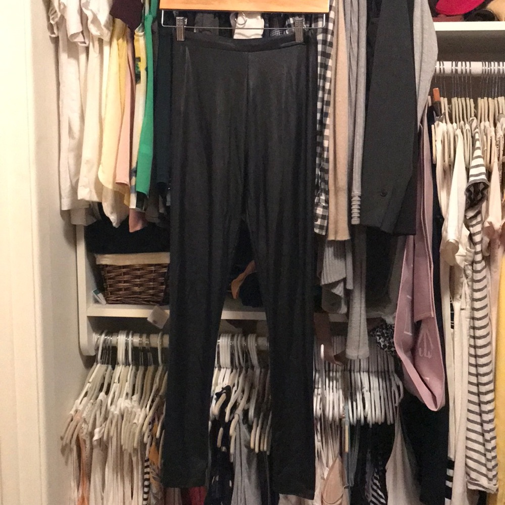 High-waisted faux leather leggings